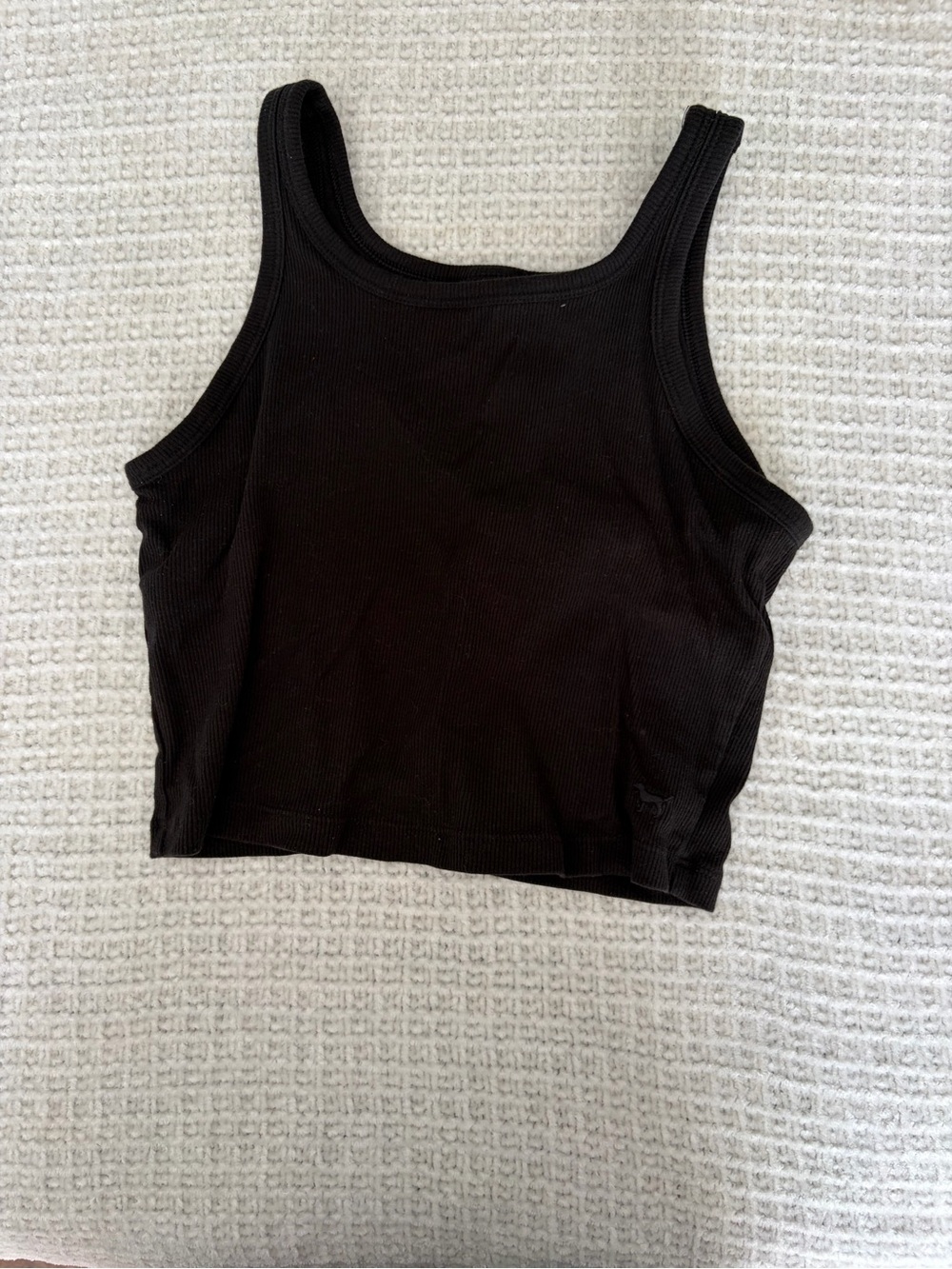 PINK Victoria's Secret Black Ribbed Cropped Tank